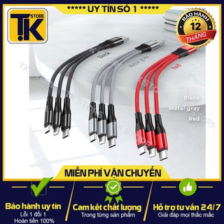 🌟🌟chính hãng🌟🌟cáp hoco x47 harbor 3 in 1 25cm 🌟tiện lợi🌟