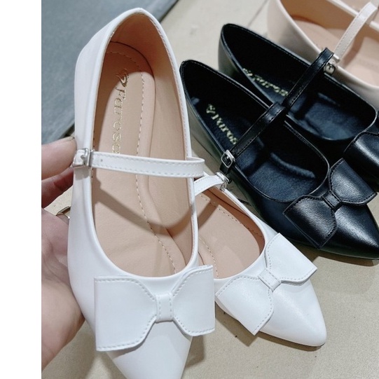 ZZ99- Giày mũi nhọn quai ngang- bệt búp bê công chúa gắn nơ quai ngang TX55