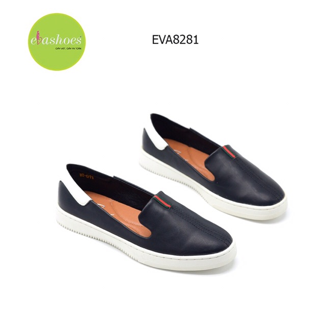 Giày Slip On Đế Bệt Evashoes - EVA8281(Màu Đen, Kem, Trắng)