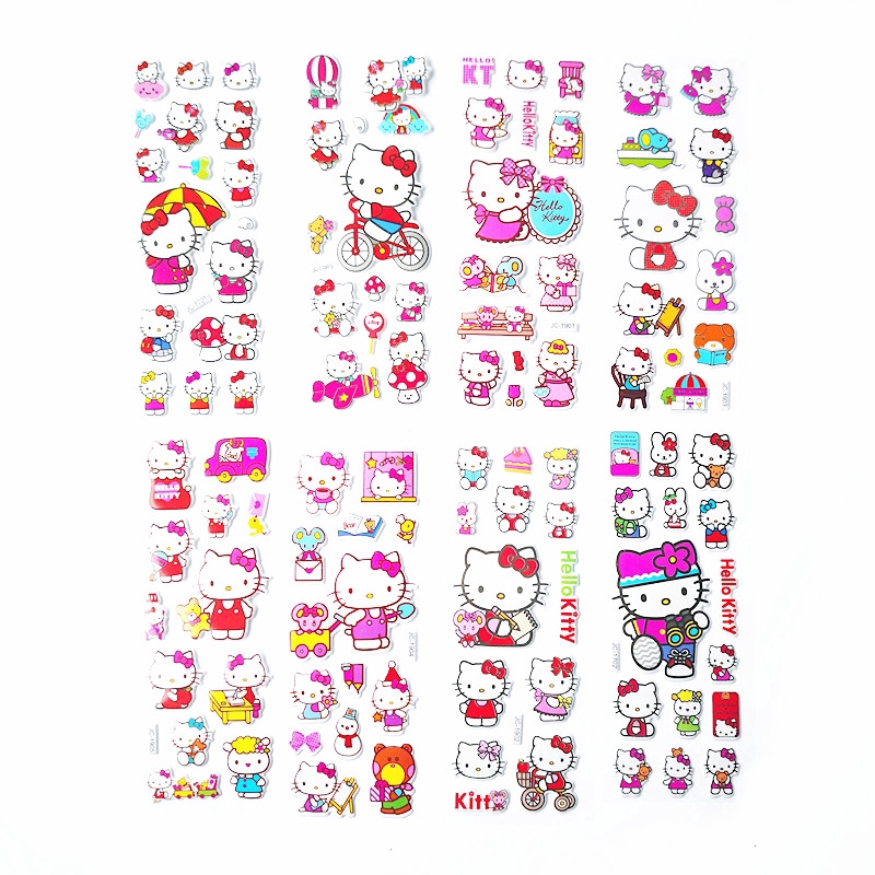 Bộ 1 / 5 tấm nhãn dán trang trí hình Hello Kitty 3D