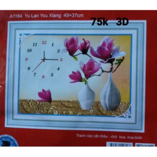 Tranh thêu chữ thập đồng hồ hoa lan A1164 (chưa thêu)