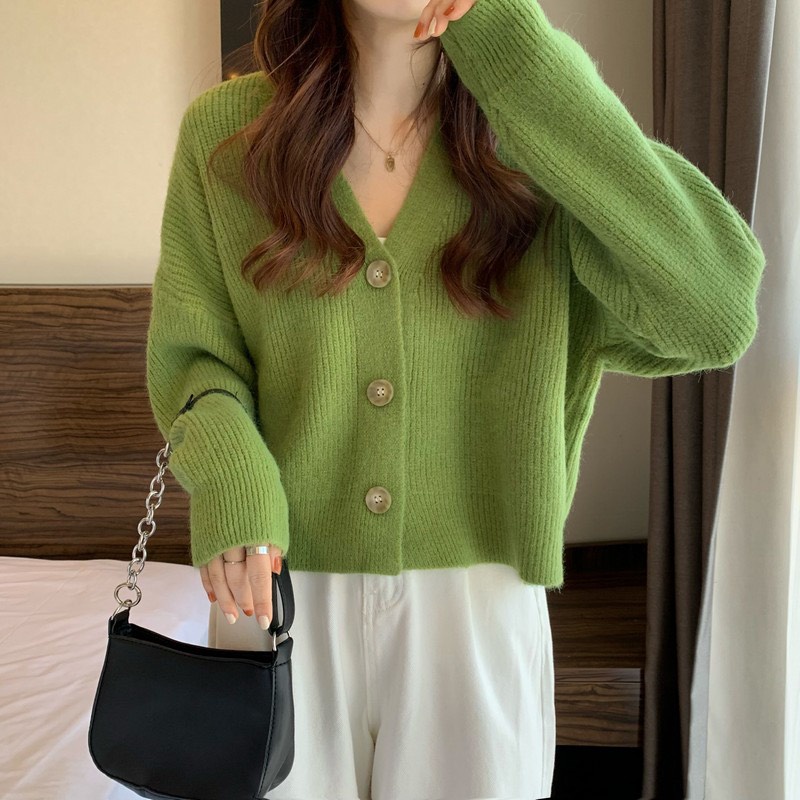 Áo cardigan trơn basic 4 màu len dệt kim dày dặn cực xinh