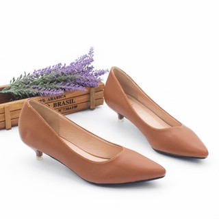 Giày Cao Gót 3cm Mũi Nhọn Gót Nhỏ Trơn Basic Pixie P074