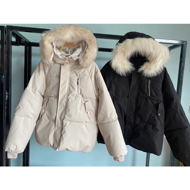 Áo phao mũ lông hàng Shop có video ảnh thật - tháo lông mũ-( phao khóa ngực)