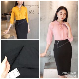Chân váy bút chì kèm vạt chéo