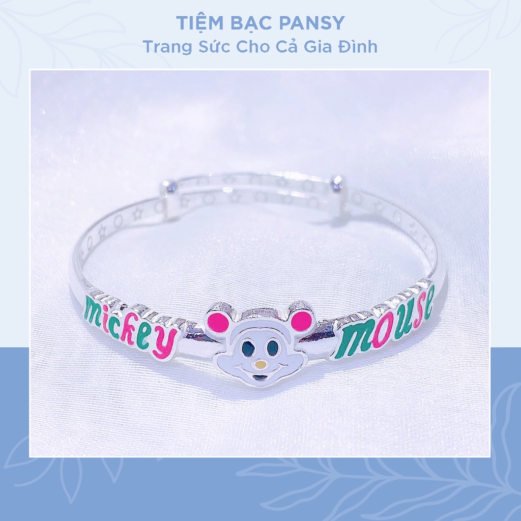 Lắc bạc trẻ em chuột Mickey Mouse - Vòng tay bạc ta cao cấp cho bé PANSY