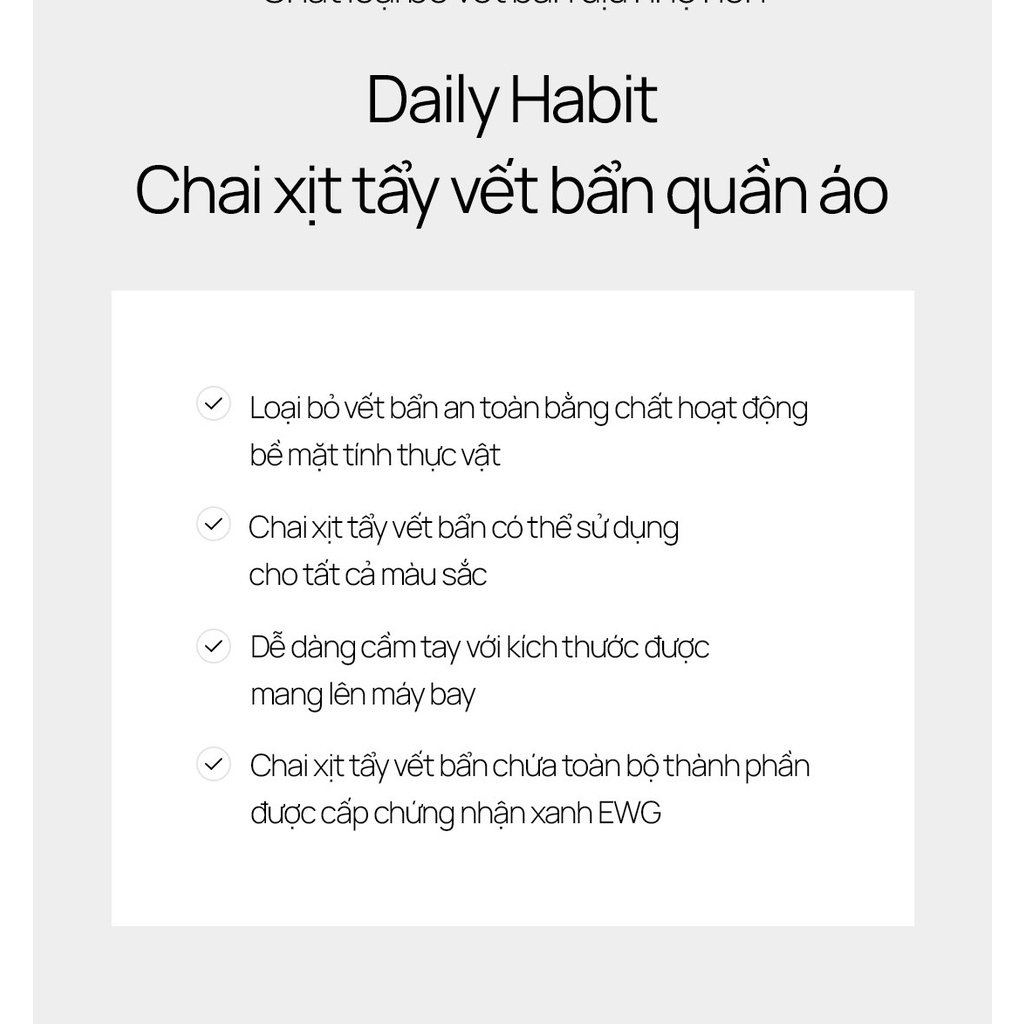 DAILY HABIT Chai xịt vết bẩn quần áo, giày giép 30ml