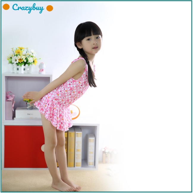 Cr Đầm Bơi Hai Dây Hở Lưng Màu Sắc Ngẫu Nhiên Cho Bé Gái 1-5 Tuổi