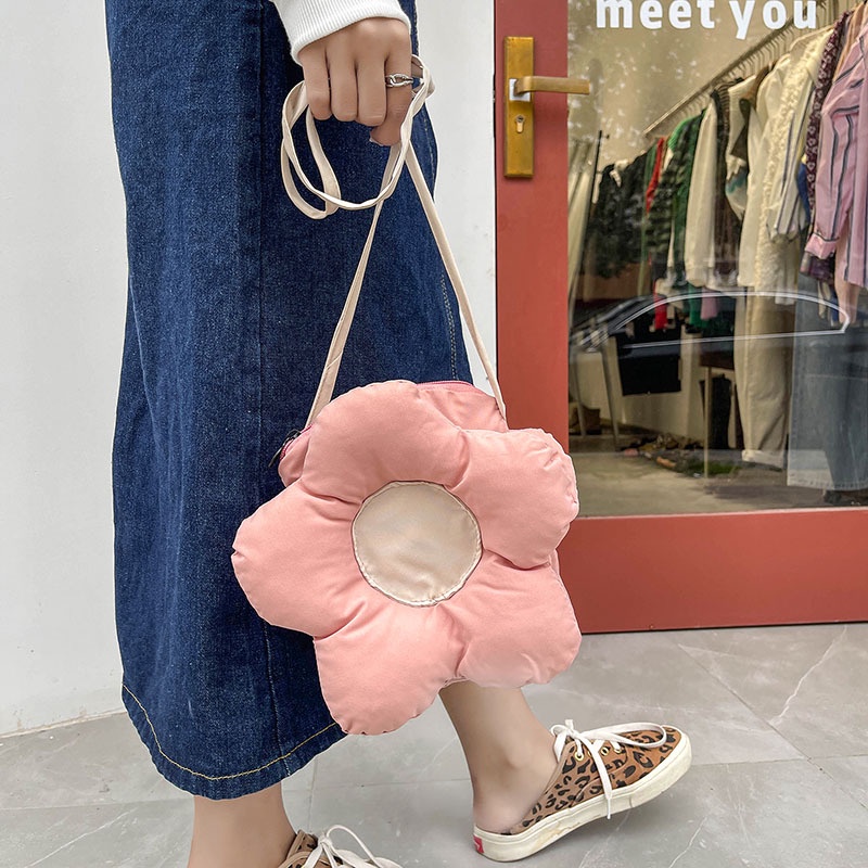 Túi đeo vai nữ hình hoa hướng dương dễ thương bằng vải canvas mềm thời trang Nhật Bản