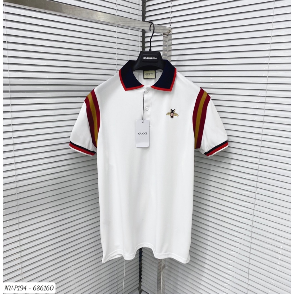 Áo Polo Nam Gc Phối Họa Tiết Viền Vai Và Hình Thêu Ong Ở Ngực - Áo Cổ Bẻ Nam Gc Chất Vải Gai Cao Cấp DT FASHION MENWEAR