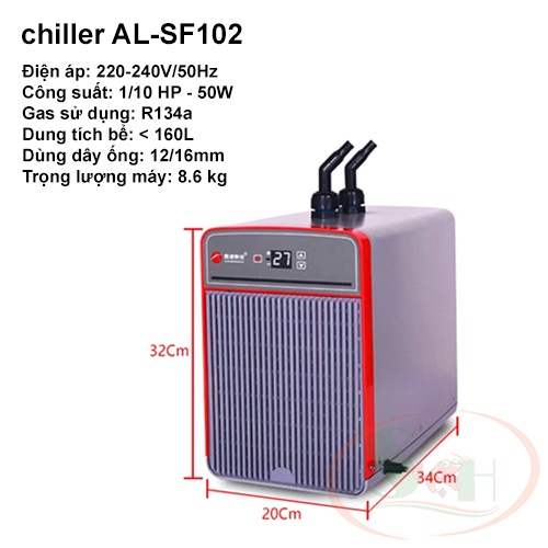 Máy lạnh chiller Aoling AOL AL Z1, SF102 làm mát nước bể cá tép thủy sinh