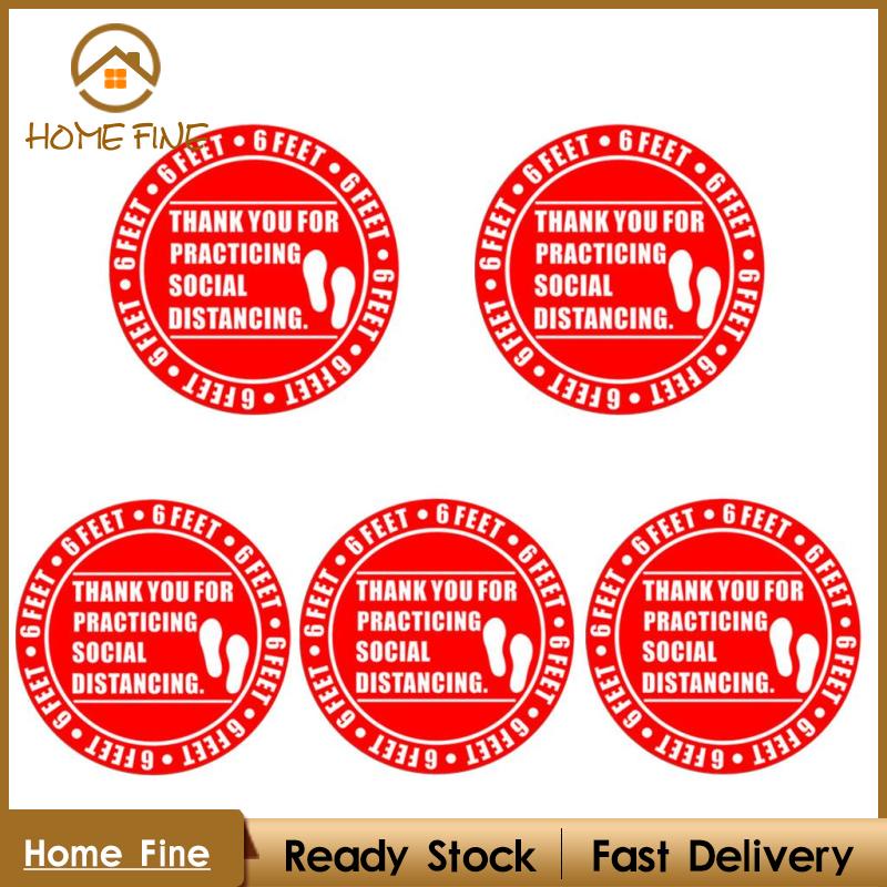 Set 5 miếng dán sàn hình bàn chân nhắc nhở giản cách xã hội dùng trong nhà hoặc ngoài trời