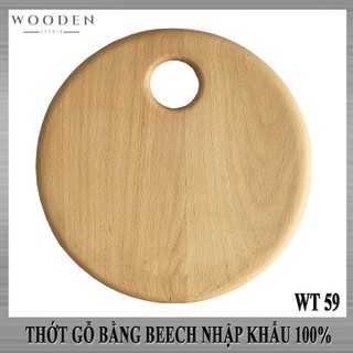 Thớt gỗ tròn có móc treo 100% bằng gỗ beech nhập khẩu - Wooden Studio