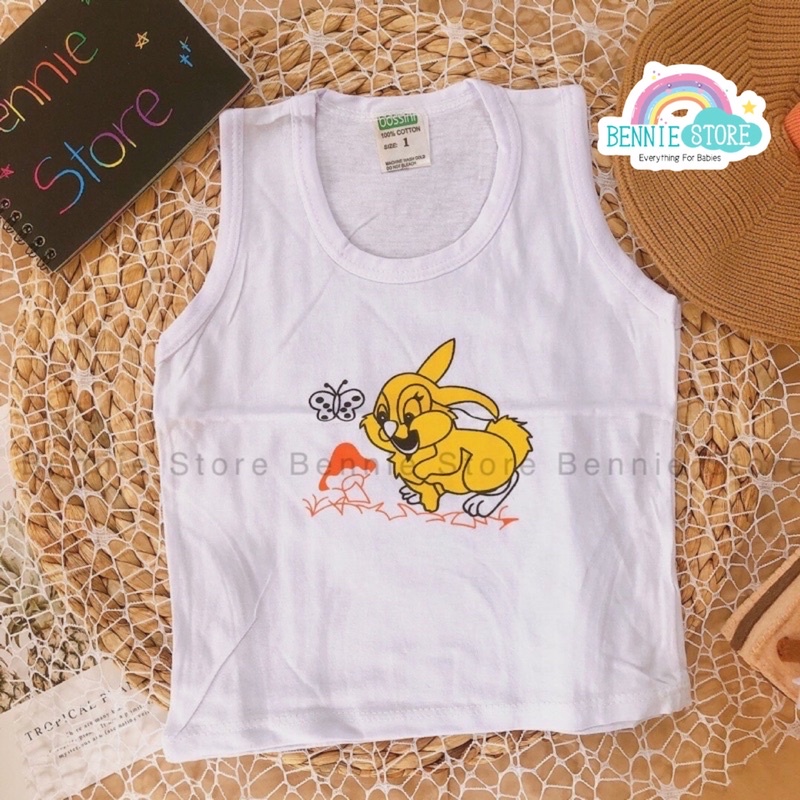 Áo ba lỗ cho bé 3-12kg, Áo sát nách Bossini màu trắng