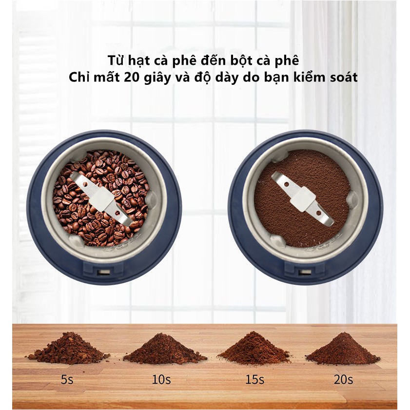 Máy xay cà phê hạt tiêu hạt ngũ cốc đa năng mini xay mịn tất cả các loại hạt nhanh chóng