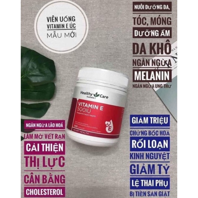 Vitamin E Healthy Care 500IU 200 viên của Úc mẫu mới