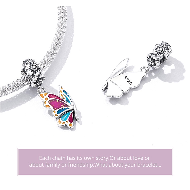 Mặt phụ kiện BAMOER SCC2216 bạc 925 hình bươm bướm xinh xắn