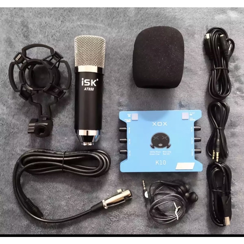 Combo Thu Âm 2 Món Mic AT850+ Card K10 dây live-dây lấy nhạc