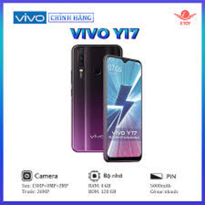 Điện thoại Vivo Y17 2sim ram 8G rom 256G mới Chính Hãng, màn 6.35inch, pin 5000mah, Bảo hành 12 tháng - BCC 04