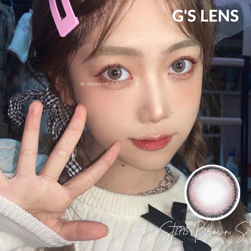 Lens Mắt Kính Áp Tròng Nâu Tự Nhiên Đủ Độ Cận Size S 14.2mm Có 0 Đến 6 Độ Cận St2795 Brown