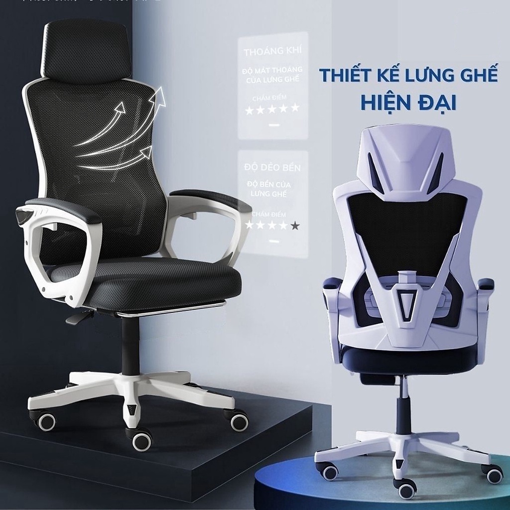 Ghế Gaming-Ghế Xoay Cao Cấp GVP-220-Thiết Kế Công Thái Học Bảo Vệ Cột Sống-Có Tựa Cổ - Tựa Lưng Lưới