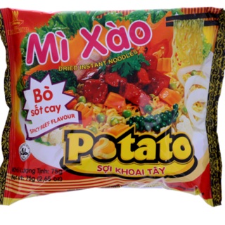 Mì xào Potato sợi khoai tây hương vị Bò sốt cay gói 75g