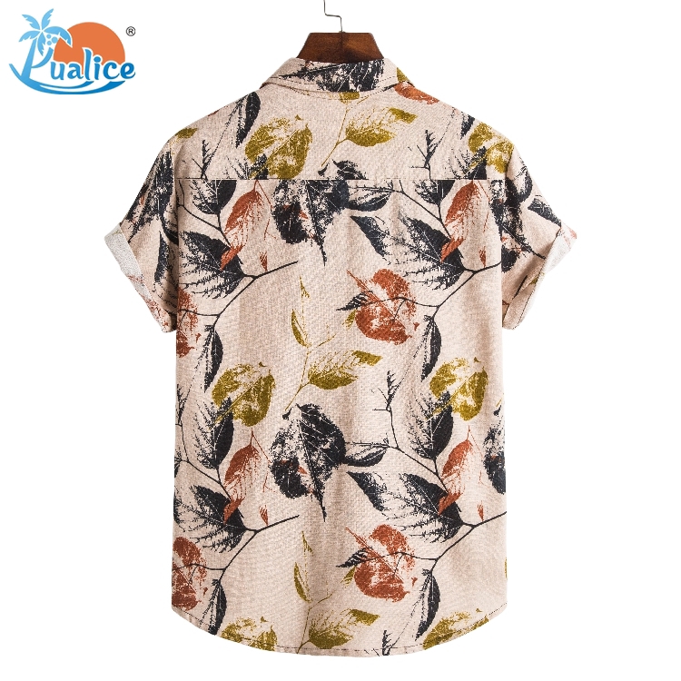 Cotton hemp ethnic style suit collar short sleeve shirt555