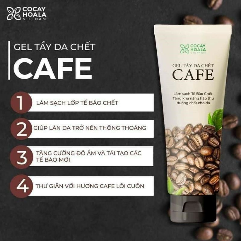 Gel tẩy da chết cafe cỏ cây hoa lá