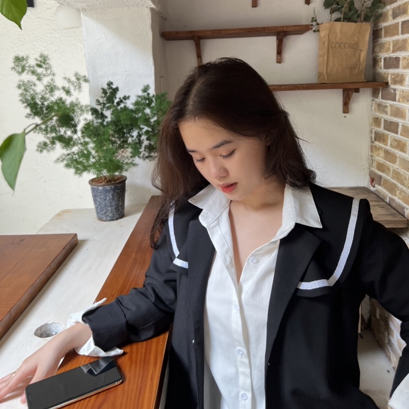 Áo blazer nữ 2 lớp cổ thủy thủ có mút độn vai phong cách Hàn Quốc hottrend hàng cao cấp  A23