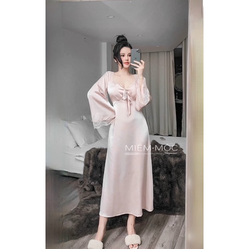VÁY LỤA NUDE DÁNG DÀI XINH