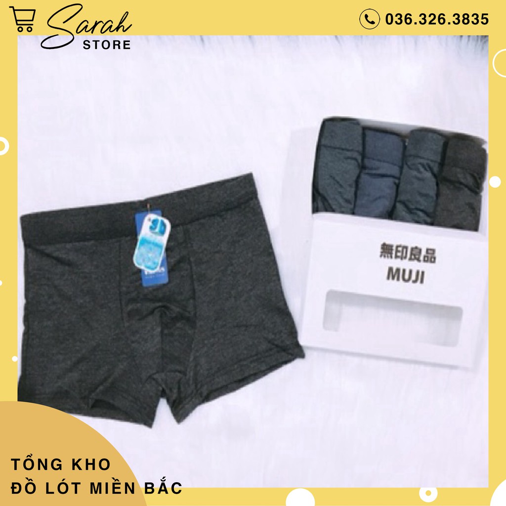 Hộp 4 Quần Lót Đùi 3D Boxer Nam Thun Lạnh Co Giãn 4 Chiều, sịp nam