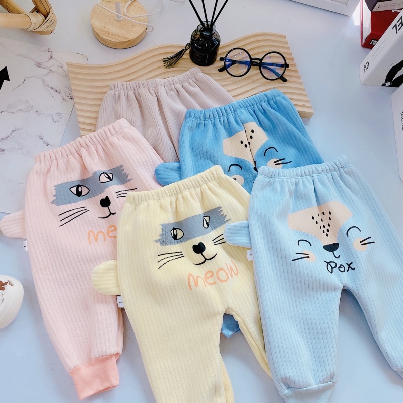 Quần nỉ lót lông vải nhung siêu mềm mịn hình đáng yêu cho bé