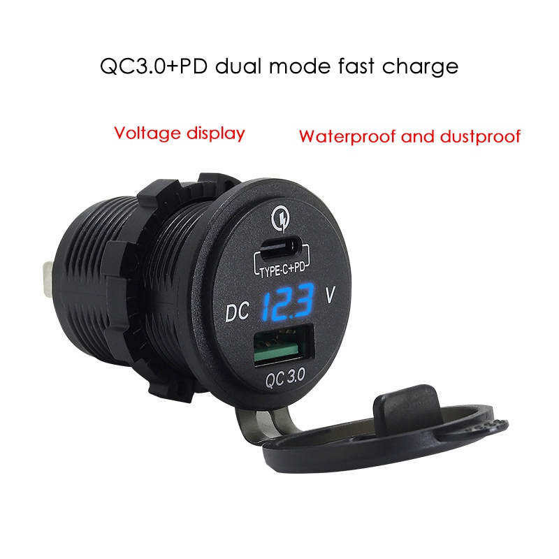 Ổ cắm sạc nhanh USB 3.0 loại C PD 48W 18W cho xe hơi / tàu thuyền / xe máy