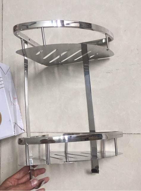 Kệ góc nhà tắm,  giá để đồ nhà tắm INOX 304 cao cấp có móc