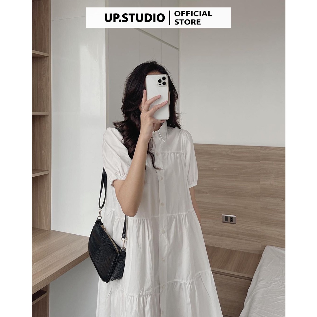 Váy babydoll sơ mi dáng dài suông trắng thiết kế ulzzang tiểu thư xinh đầm nữ công chúa đi dự tiệc đám cưới sang trọng