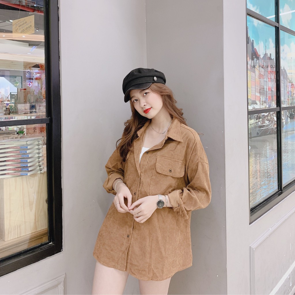 ÁO SƠ MI- ÁO KIỂU NỮ DÁNG SUÔNG RỘNG BASIC HÀN QUỐC