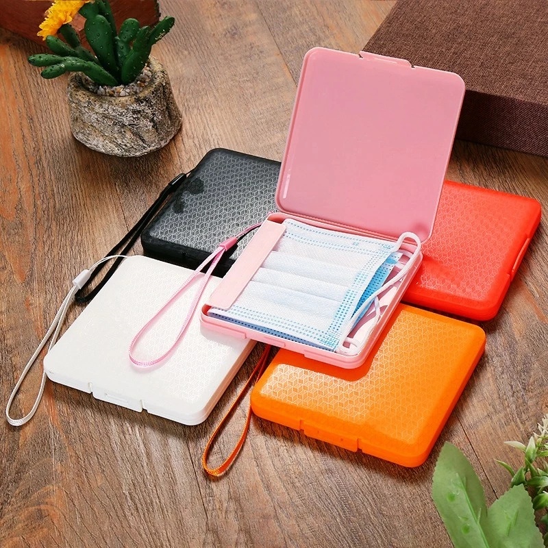 [Hàng mới về] Hộp đựng khẩu trang hình vuông bằng PP chống thấm nước in họa tiết đáng yêu tiện lợi