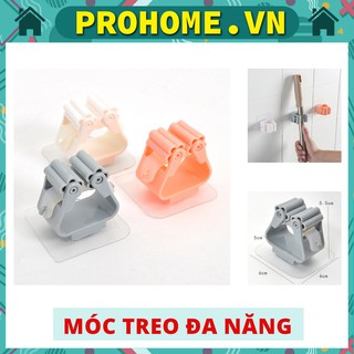 Bộ 5 móc treo cây lau nhà chổi cọ nhà vệ sinh đa năng có miếng keo dán tường