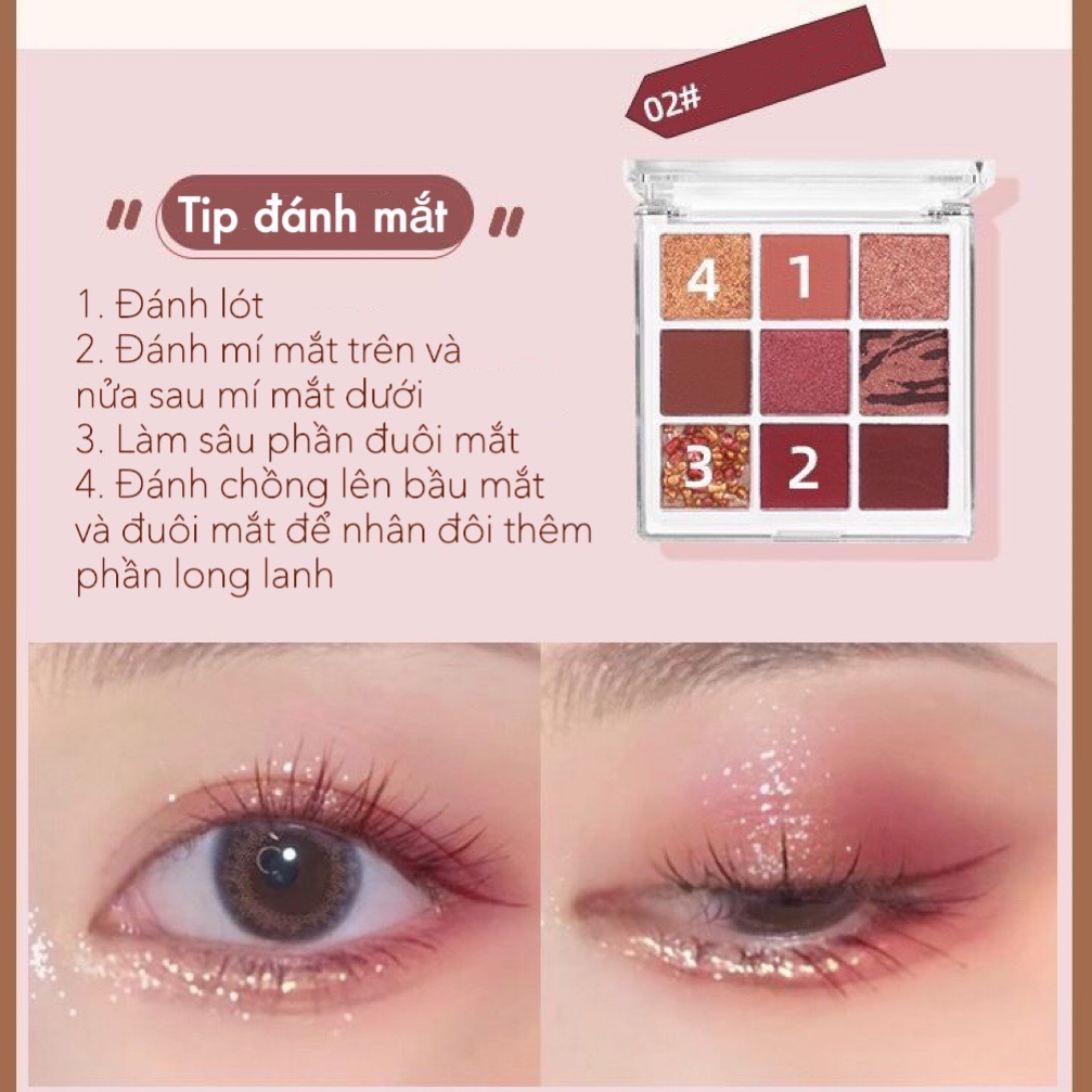 Bảng phấn mắt 9 ô DANLINI DIKALU Coco Venus Baby nhũ vuông