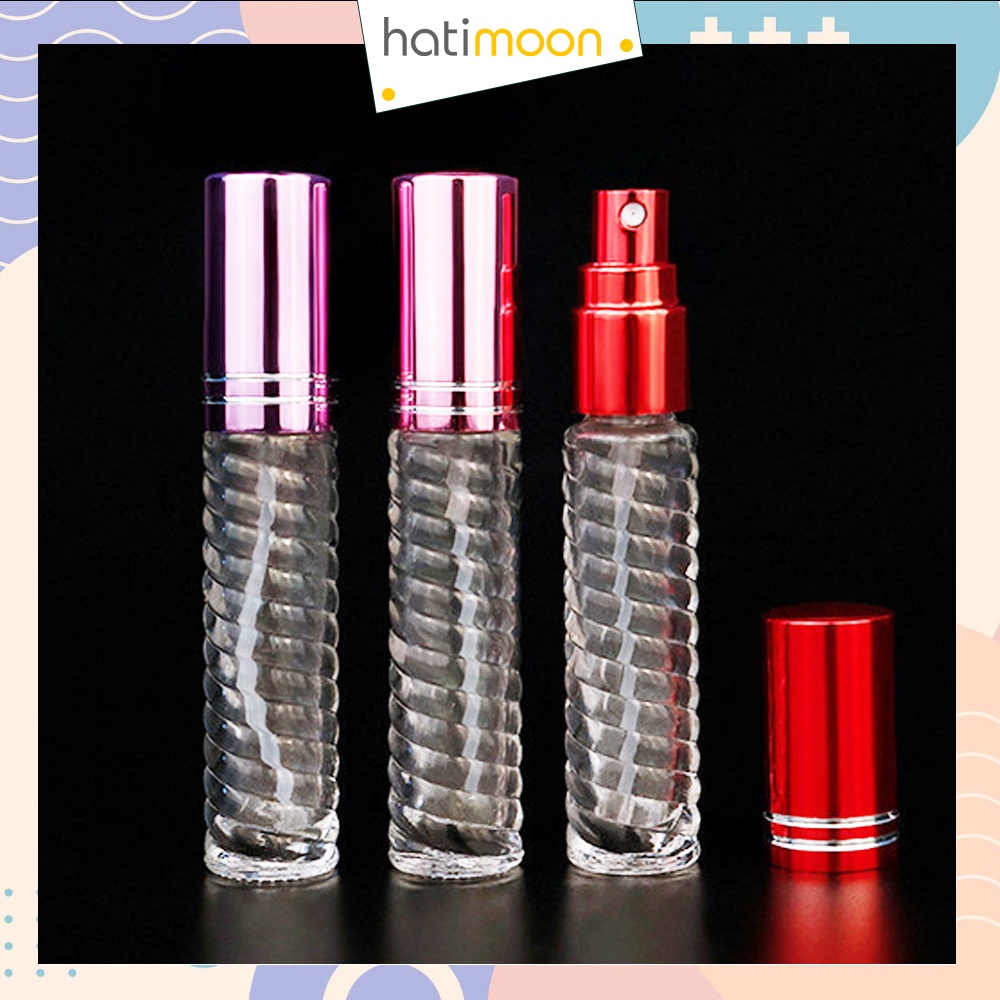 Chai chiết nước hoa, lọ chiết nước hoa thủy tinh hình trụ xoắn 3.5ml nhiều màu, H0030