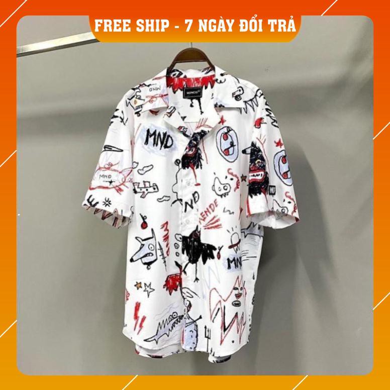 áo sơ mi form rộng tay lỡ nam nữ họa tiết unisex | BigBuy360 - bigbuy360.vn