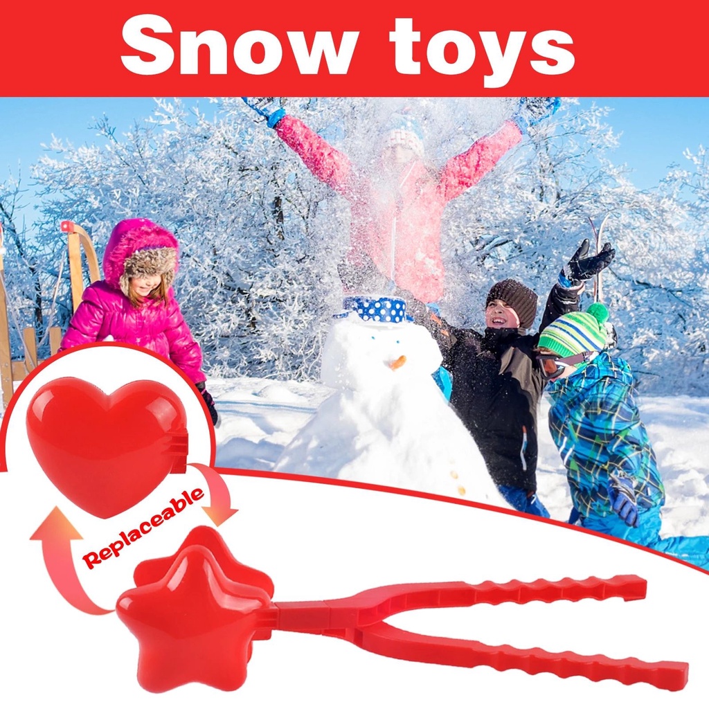 UPSTOP Heart Snowball Maker Winter Plastic Snowball Maker Clip Kids Outdoor Mold Snow Game Toys