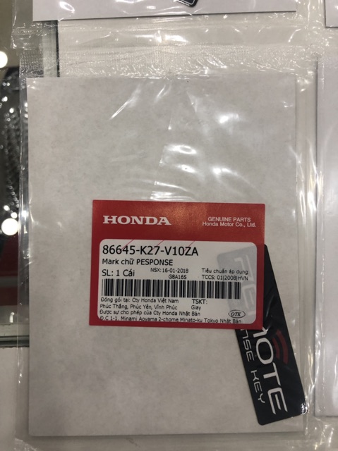 Bộ 4 Tem Thông Số AirBlade 2016-2018 Chính Hãng Honda