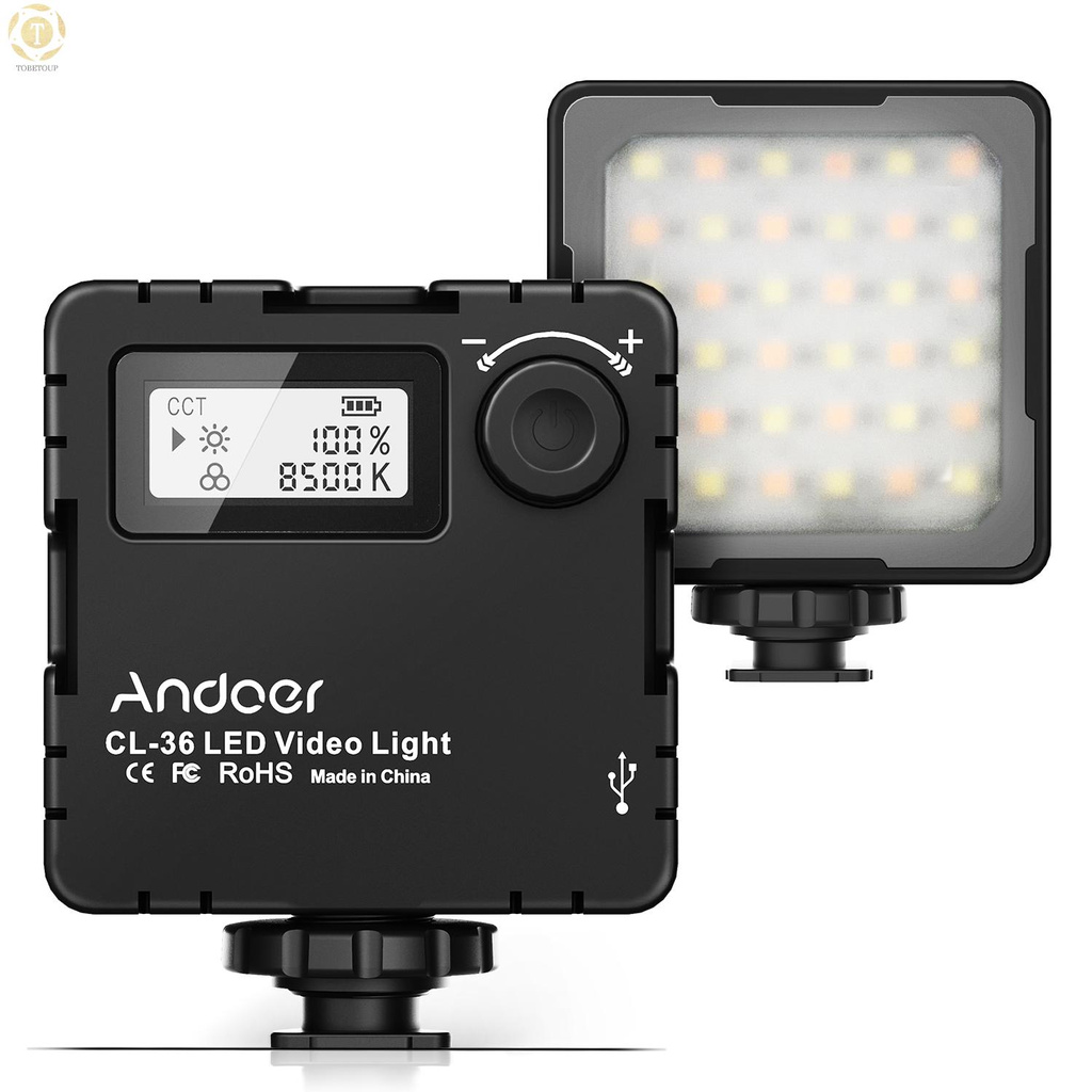 Đèn Led Andoer Cl-36 2800k-8500k 12 Giờ Chiếu Sáng Màn Hình Lcd Có Thể Sạc Lại Kèm 3 Chân Đế Cho Máy Ảnh Dslr