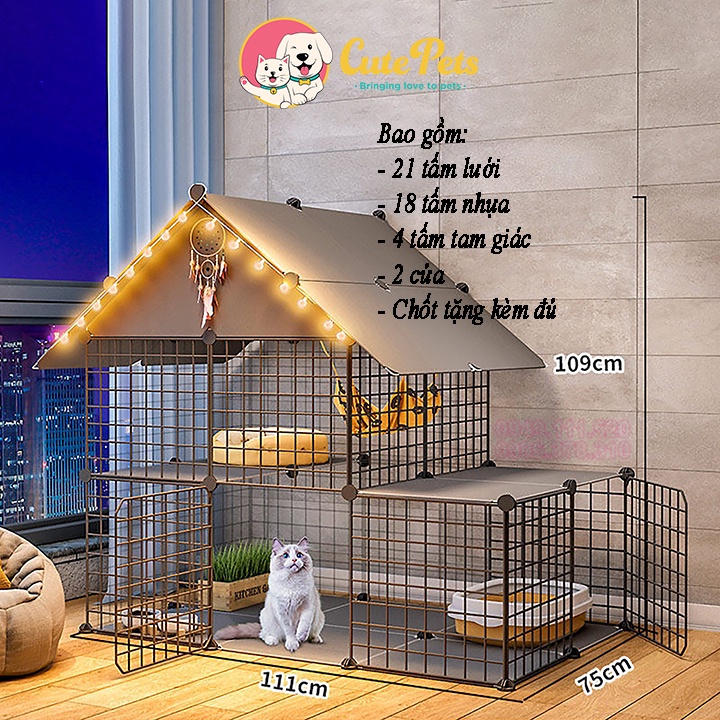Tấm ghép chuồng kim loại phủ sơn tĩnh điện 35x35cm Tấm lẻ có tặng kèm chốt - CutePets