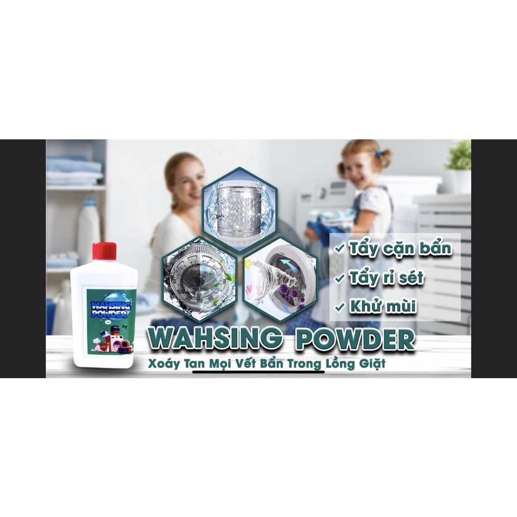 Nước Vệ Sinh Lồng Máy Giặt Thế Hệ Mới WAHSINH POWDER chai 500ml