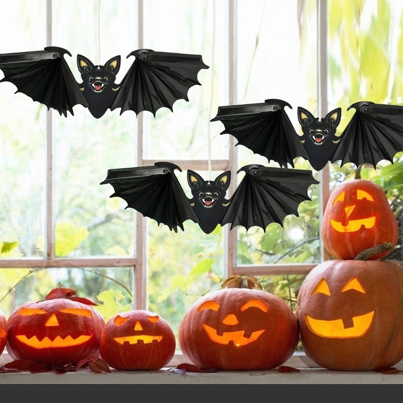 1 Con Dơi Bằng Giấy Màu Đen Trang Trí Halloween