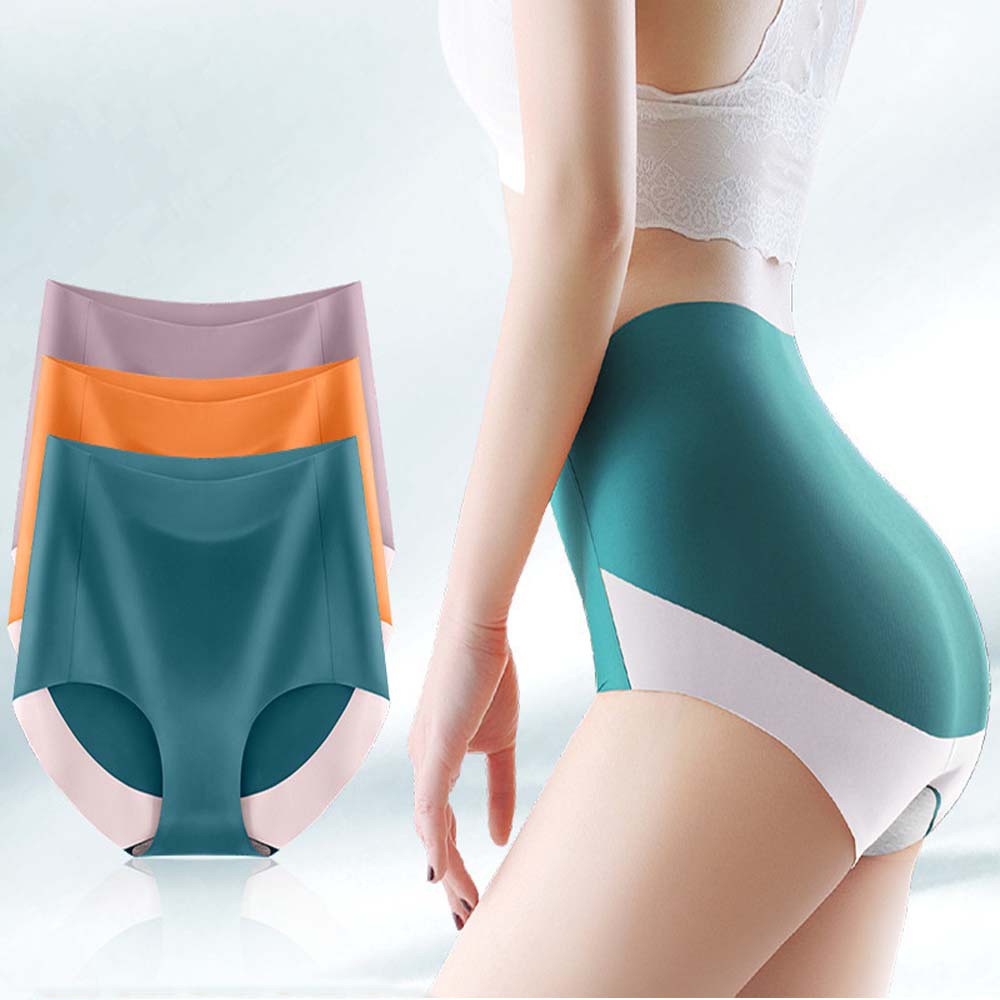 Quần Lót Cotton Lụa Lạnh Không Đường May Lưng Cao Màu Sắc Trơn Thoáng Khí Kháng Khuẩn Cho Nữ | BigBuy360 - bigbuy360.vn