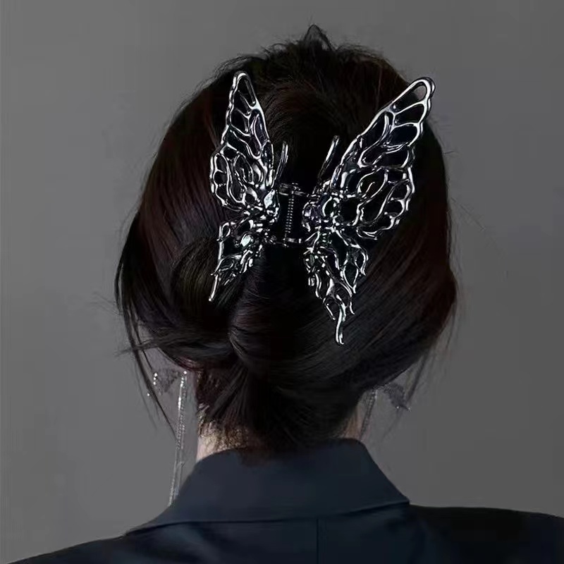 Kẹp tóc IF YOU hình bướm màu bạc phong cách Hàn Quốc cổ điển cho nữ