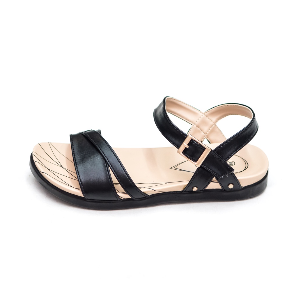 GIÀY SANDAL QUAI HẬU ĐẾ BẰNG NỮ BITA'S SYN.242 (ĐEN + TRẮNG + XÁM) - BITAS